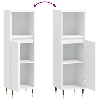 Badkamerkast 30x30x100 cm bewerkt hout wit 9