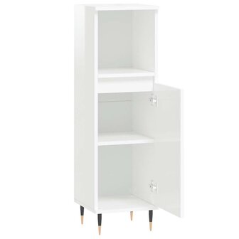 Badkamerkast 30x30x100 cm bewerkt hout hoogglans wit 6