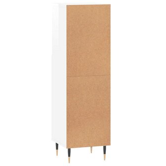 Badkamerkast 30x30x100 cm bewerkt hout hoogglans wit 8