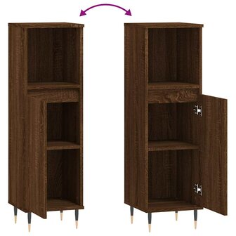 Badkamerkast 30x30x100 cm bewerkt hout bruin eikenkleur 9