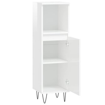 Badkamerkast 30x30x100 cm bewerkt hout hoogglans wit 6