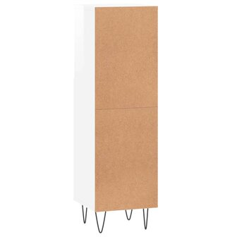 Badkamerkast 30x30x100 cm bewerkt hout hoogglans wit 8