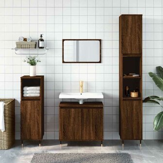 Badkamerkast 58x33x60 cm bewerkt hout bruin eikenkleur 1