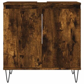 Badkamerkast 58x33x60 cm bewerkt hout gerookt eikenkleurig 4