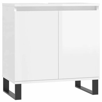 Badkamerkast 58x33x60 cm bewerkt hout hoogglans wit 2