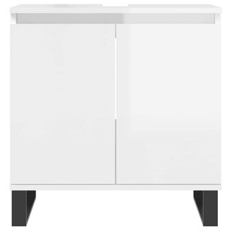Badkamerkast 58x33x60 cm bewerkt hout hoogglans wit 4