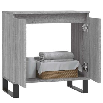 Badkamerkast 58x33x60 cm bewerkt hout grijs sonoma eikenkleurig 3