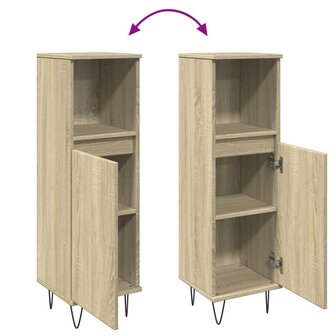 Badkamerkast 30x30x100 cm bewerkt hout sonoma eikenkleurig 7