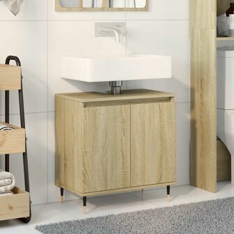 Badkamerkast 58x33x60 cm bewerkt hout sonoma eikenkleurig 1