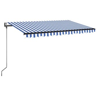 Luifel automatisch met LED en windsensor 450x350 cm blauw wit 2