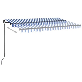 Luifel automatisch met LED en windsensor 450x350 cm blauw wit 3