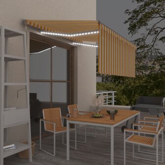 Luifel automatisch met gordijn LED windsensor 3x2,5 m geel wit   1