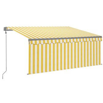 Luifel automatisch met gordijn LED windsensor 3x2,5 m geel wit   2