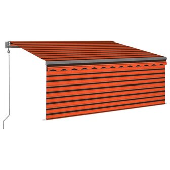 Luifel met rolgordijn, LED en windsensor 3x2,5 m oranje bruin   2