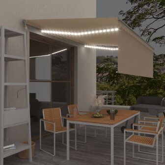 Luifel automatisch met rolgordijn LED windsensor 4x3 m cr&egrave;me   1