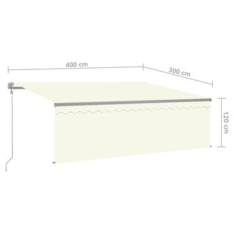 Luifel automatisch met rolgordijn LED windsensor 4x3 m cr&egrave;me   8