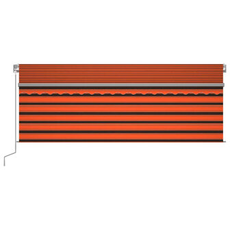 Luifel met rolgordijn, LED en windsensor 4x3 m oranje en bruin   3