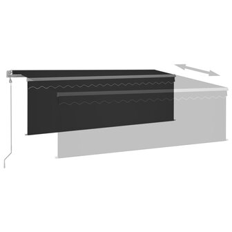 Luifel met rolgordijn, LED en windsensor 4,5x3 m antracietkleur 4