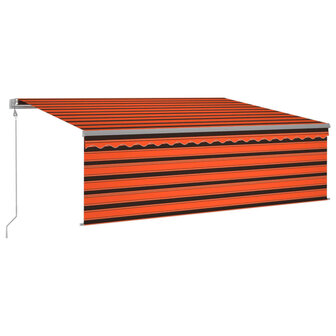 Luifel met rolgordijn, LED en windsensor 4,5x3 m oranje bruin 2