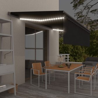 Luifel automatisch rolgordijn LED windsensor 5x3 m antraciet 1