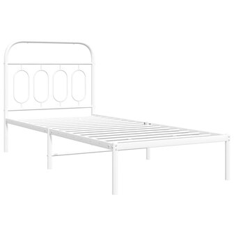 Bedframe met hoofdbord metaal wit 80x200 cm 3