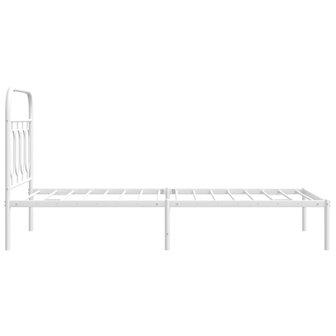Bedframe met hoofdbord metaal wit 80x200 cm 5