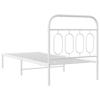 Bedframe met hoofdbord metaal wit 80x200 cm 6