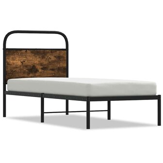Bedframe zonder matras bewerkt hout gerookt eiken 75x190 cm 2