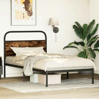 Bedframe zonder matras bewerkt hout gerookt eiken 90x200 cm 4