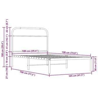 Bedframe zonder matras bewerkt hout gerookt eiken 100x190 cm 9