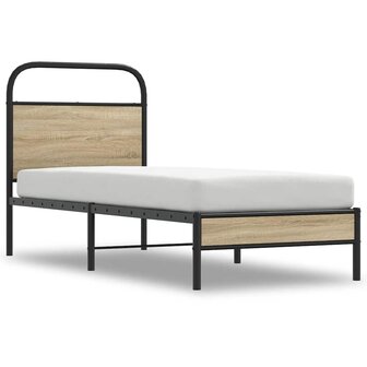 Bedframe zonder matras bewerkt hout gerookt eiken 75x190 cm 2