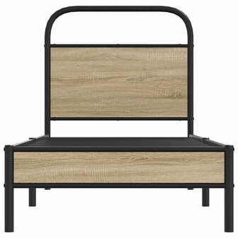 Bedframe zonder matras bewerkt hout gerookt eiken 75x190 cm 5