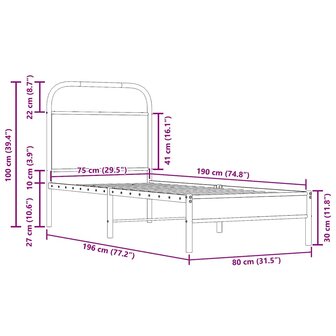 Bedframe zonder matras bewerkt hout gerookt eiken 75x190 cm 9