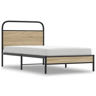 Bedframe zonder matras bewerkt hout gerookt eiken 90x200 cm 2