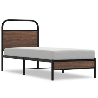 Bedframe zonder matras bewerkt hout bruin eikenkleur 75x190 cm 2