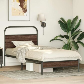 Bedframe zonder matras bewerkt hout bruin eikenkleur 90x200 cm 4