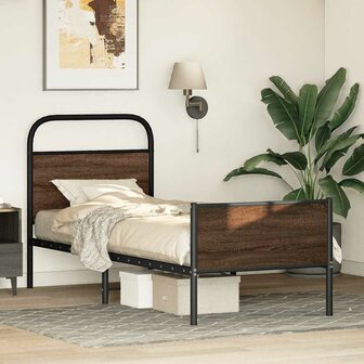 Bedframe zonder matras bewerkt hout bruin eikenkleur 75x190 cm 4