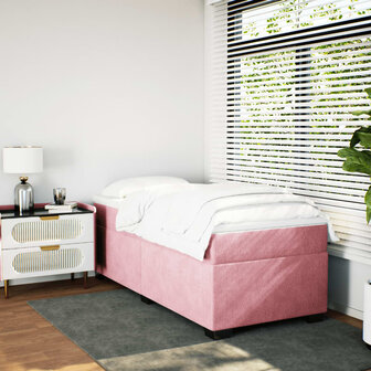 Boxspring met matras fluweel roze 80x200 cm 3