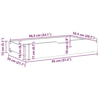 Bedlades 2 st 95x55x17 massief grenenhout wasbruin 8
