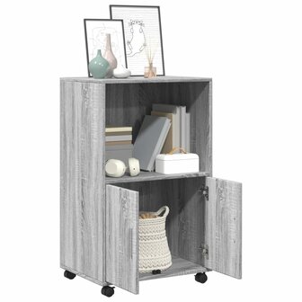 Rolkast 55x40x91 cm bewerkt hout grijs sonoma eikenkleurig 3