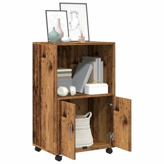 Rolkast 55x40x91 cm bewerkt hout oud houtkleurig 3