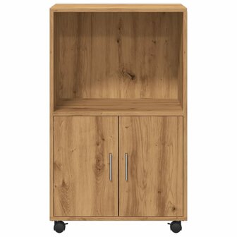 Rolkast 55x40x91 cm bewerkt hout artisanaal eikenkleurig 4