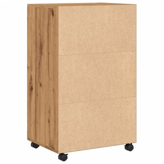 Rolkast 55x40x91 cm bewerkt hout artisanaal eikenkleurig 6