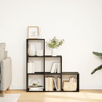 Kamerscherm / boekenkast 3-laags 99x29x99 cm bewerkt hout zwart 3