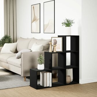 Kamerscherm / boekenkast 3-laags 99x29x99 cm bewerkt hout zwart 4
