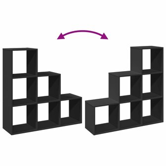 Kamerscherm / boekenkast 3-laags 99x29x99 cm bewerkt hout zwart 8
