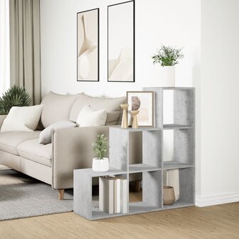 Kamerscherm / boekenkast 3-laags 99x29x99 cm hout betongrijs 4