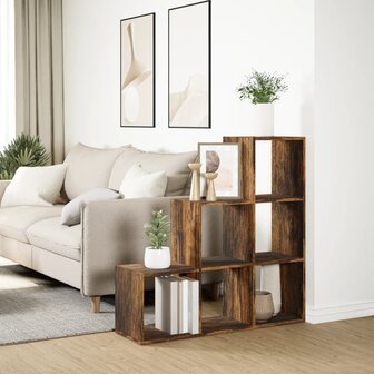 Kamerscherm / boekenkast 3-laags 99x29x99 cm hout gerookt eiken 4