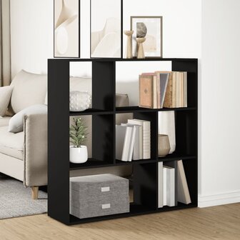Kamerscherm / boekenkast 102x29x103,5 cm bewerkt hout zwart 4
