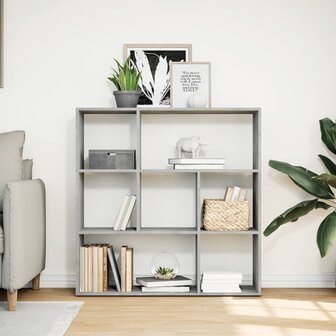 Kamerscherm / boekenkast 102x29x103,5 cm hout betongrijs 3